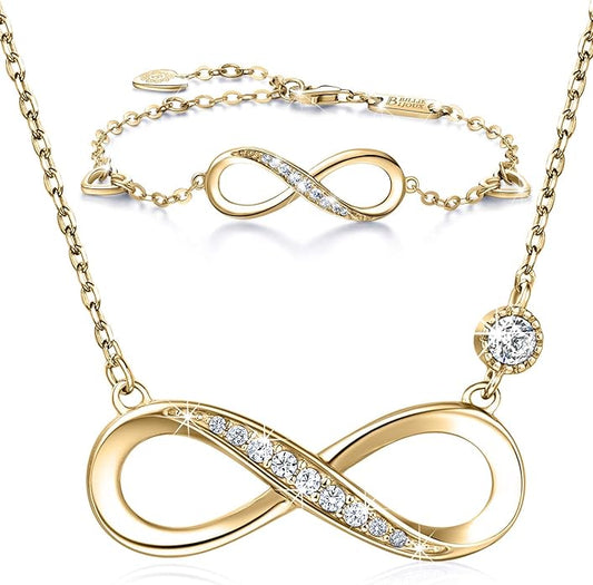 Billie Bijoux 925 Sterling Silver Necklace Bracelet Jewelry Sets Infinity Love Jewelry Sets White Gold Plated Women Necklace Gifts for Women
