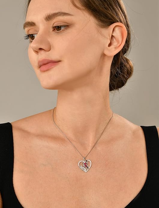 YL Women's Butterfly Necklace 925 Sterling Silver Flower Rose Pendant Birthstone Halo Jewelry