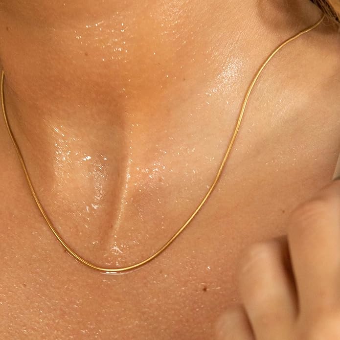 CHESKY Gold Necklace for Women-14K Gold Plated/Sterling Silver Plated Snake Chain Necklace Dainty Simple Chunky Herringbone Necklace Choker Necklaces Jewelry for Women