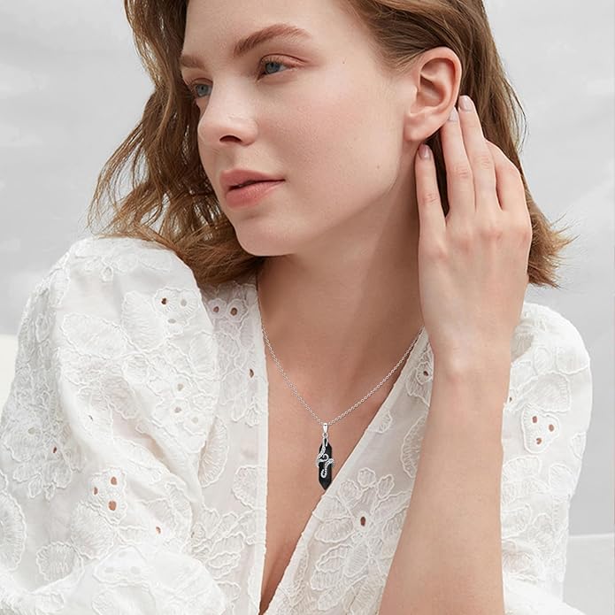 OHAYOO Octopus Tentacles Necklace 925 Sterling Silver Octopus Pendent Necklace Wrapped Obsidian Octopus Jewelry Gifts for Women