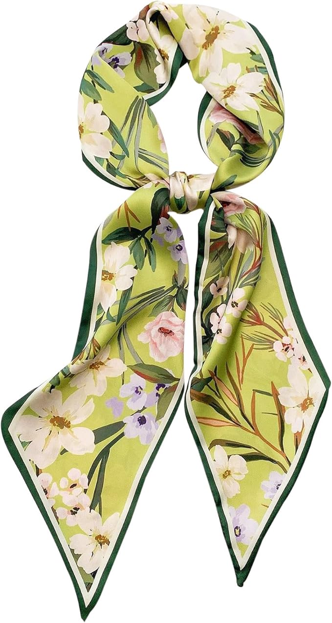 Hioyiwse Head Scarf Hair Neck Scarves For Women Purse Bag Scarfs For Handbags Silky Long Thin Satin Headscarf Fashion