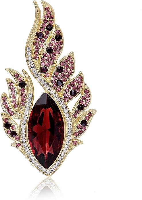 Rhinestone Feather Brooches for Women Men,Vintage Animal Peacock Pin Gold/Silver/Blue/ Crystal Diamond Lapel Pins Fashion Enamel Feather Leaf Brooch Elegant Dress Coat Pin Decor Wedding Christmas Birthday Jewelry