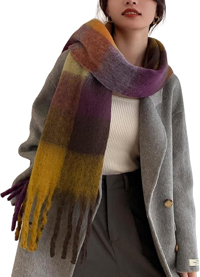 Wander Agio Winter Women Warm Scarf Long Shawl Large Scarves Cold Weather Thick Blanket Scarfs Colorful Plaid