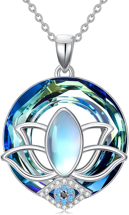 WINNICACA Sterling Silver Evil Eye Necklace Protection Crystal Pendant for Women Good Luck Vintage Evil Eye Pendant Jewelry Birthday Gifts for Women Friend Female
