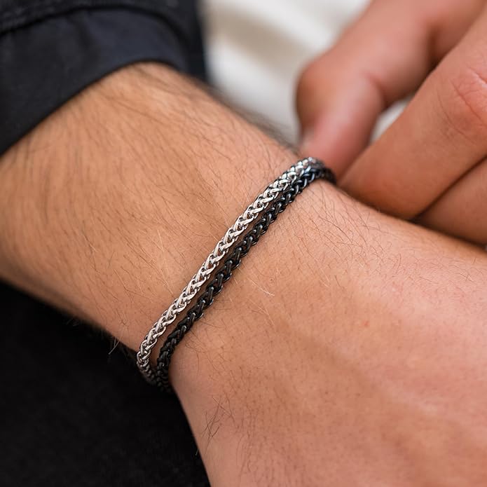 Galis Mens Bracelet Dvir - Stainless Steel for Men, Non Tarnish Rope Chain Bracelets, Stylish Birthday, Gift for Men, Dad, Husband, Boyfriend
