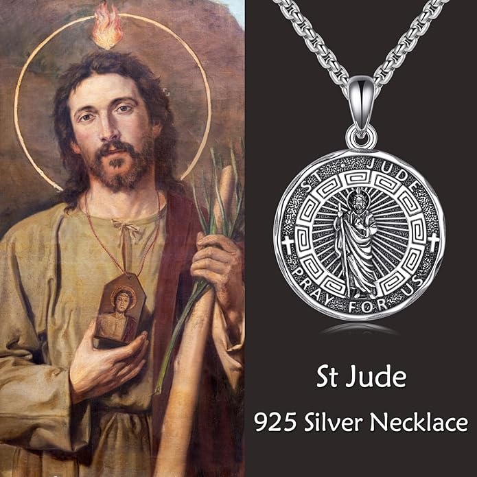 YFN Patron Saint Necklace Sterling Silver Amulet Medal Pendant Religious Protector Jewelry Gifts for Women Men
