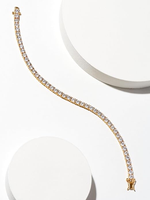 Amazon Essentials Plated Sterling Silver Round Cut Cubic Zirconia Tennis Bracelet