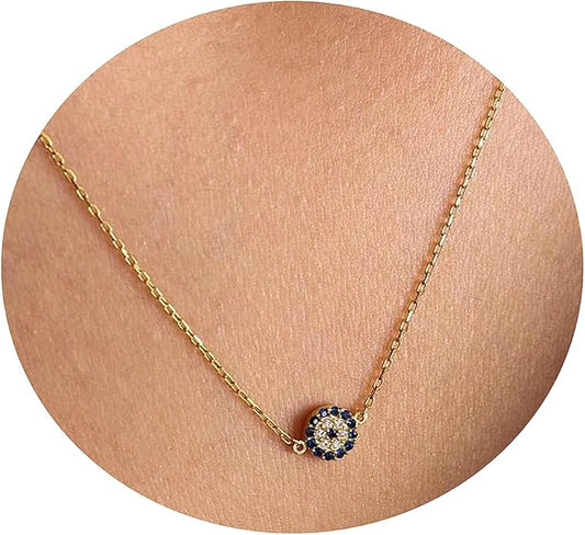 Collner 14K Gold Heart Pendant Necklace for Women Dainty Star Necklace Tiny Evil Eye Choker Necklace Boho Crescent Moon Necklace Minimalist Jewelry