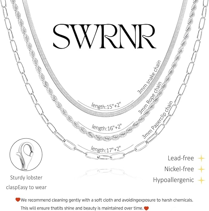 Layered Gold Necklace for Women Dainty 14K Gold/Silver Plated Stacked Necklace for Women Trendy Cuban Paperclip Herringbone Chain Diamond Pendant Necklaces Jewelry Set Accessories Gift