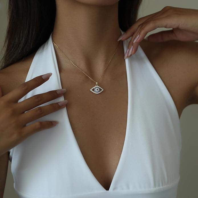 18k Gold Plated Necklace for Women Trendy Dainty Charm Evil eye Italian horn hummingbird starfish seashell bow elephant snake butterfly ladybug PendentMinimalist Delicate Jewelry for Women