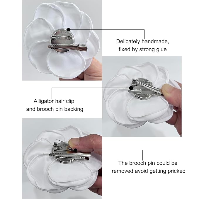 Sanrich Women's Brooches 4pcs Rose Flower Hair Clip Mexican Hair Flowers Clips Hairpin Brooch Tea Party Hats Headpieces (white)