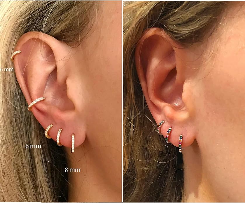 SWEETV 925 Sterling Silver Huggie Hoop Earrings for Women Girls-Tiny Small Cartilage Hoop Earring