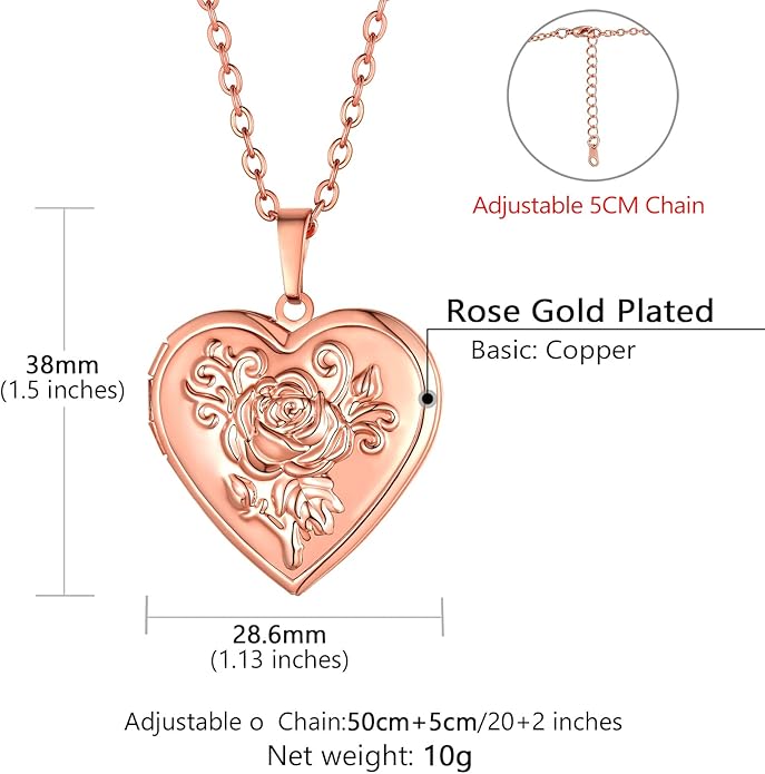 Supcare Locket Necklace That Holds Pictures-Engraved Photo Pendant Custom Jewellery Gifts for Men Women (with Jewellery Gift Box)