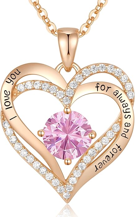 CDE Forever Love Heart Necklaces for Women, Wedding Anniversary, Birthday Mothers Day Gifts for Mom, Mother, Wife, Girlfriend, S925 Silver Jewelry with Birthstone Pendant