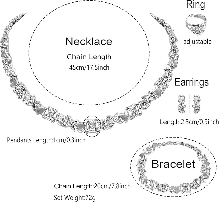 Gold Jewelry Sets for Women 18K Gold/Silver Filled Jewelry Necklace Set Wedding Bridal Fashion Jewelry Sets Women Accessories Bracelets Earrings and Rings Sweetheart Gifts