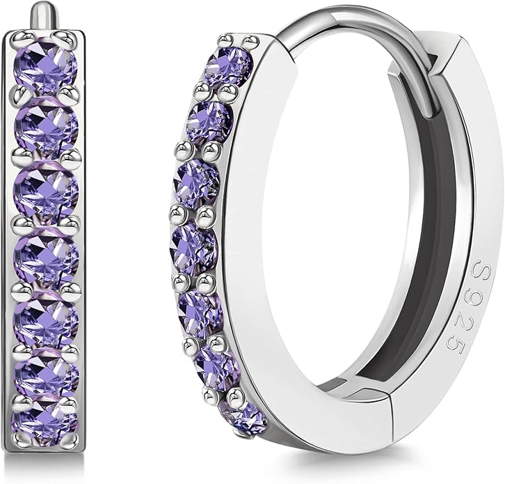 SWEETV 925 Sterling Silver Huggie Hoop Earrings for Women Girls-Tiny Small Cartilage Hoop Earring