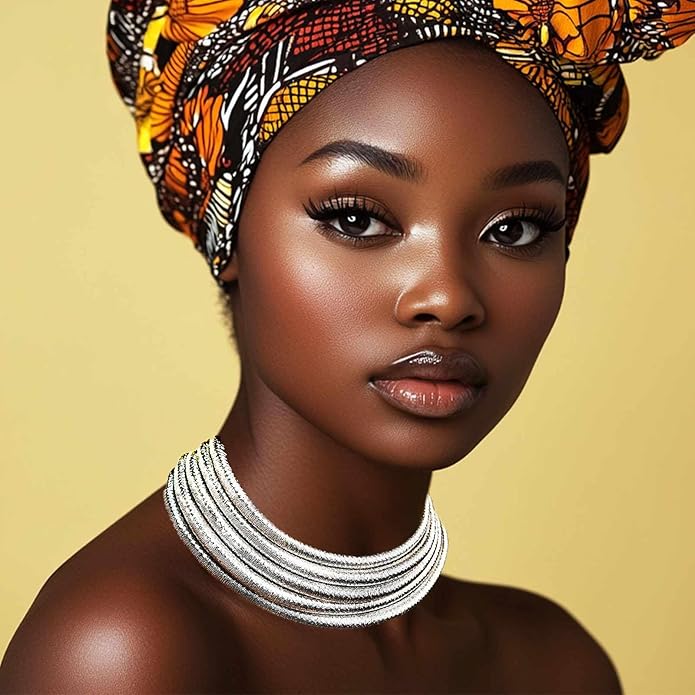 African Choker Necklace Gold Rope Weave Collar Layered Boho Tribal Chokers Multilayer Statement Party Jewelry Accessories for Women