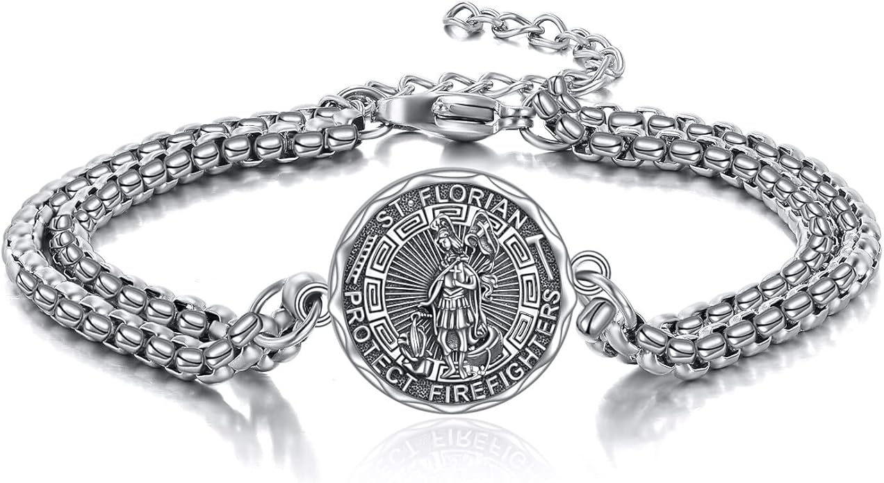 YFN Patron Saint Bracelet Sterling Silver Religious Protector Bracelet Jewelry Gift for Women Men