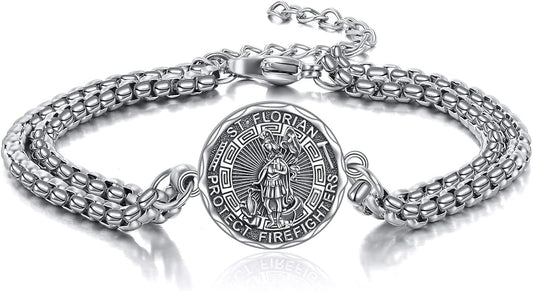 YFN Patron Saint Bracelet Sterling Silver Religious Protector Bracelet Jewelry Gift for Women Men