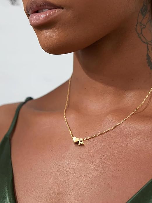ChicSilver 925 Sterling Silver Heart Initial Necklaces for Women -Dainty Personalized Heart Pendant Letter Alphabet Necklace for Women