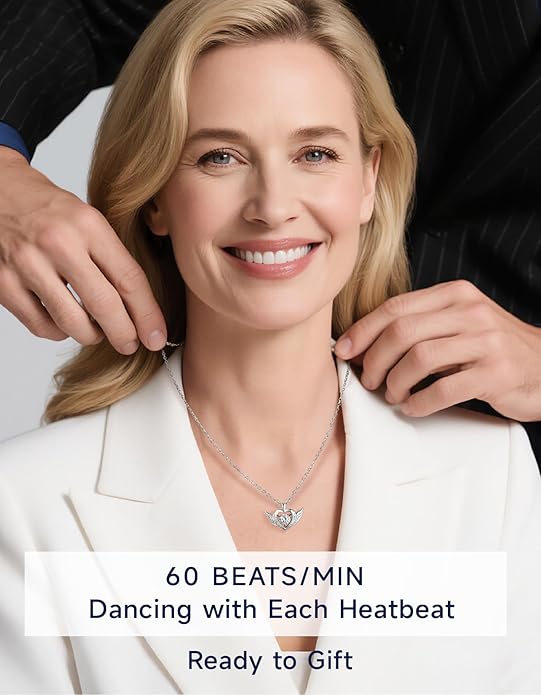 MomentWish Necklace for Women, Sparkling Gift for Her, 1Carat Moissanite Heart Pendent for Her, 925 Sterling Silver Dance Necklace for Anniversary Christmas Valentines