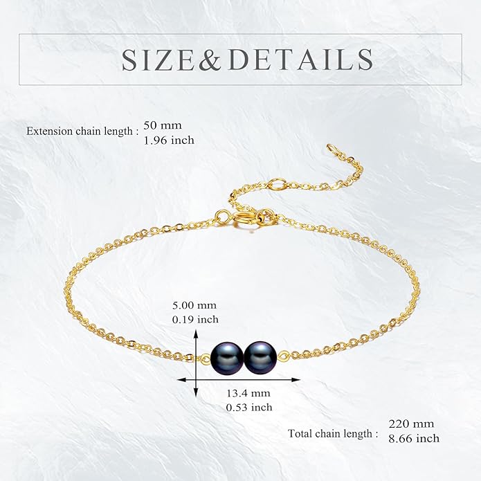 KECHO 14K Real Gold Freshwater Cultured Pearl Bracelet 14K Solid Gold Jewelry Anniversary Birthday Gift for Women