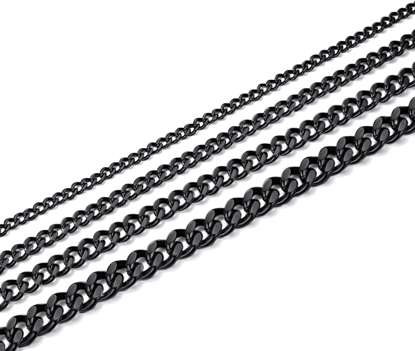 FindChic Men Curb Chain Necklace 18K Gold Plated/Stainless Steel/Black Chunky Double Tight Cuban Link Hip Hop Neck Chains for Men Boys 3.5MM/5MM/6MM/7MM/9MM/12MM 14''-30'' 8 Length Options (Send Gift Box)
