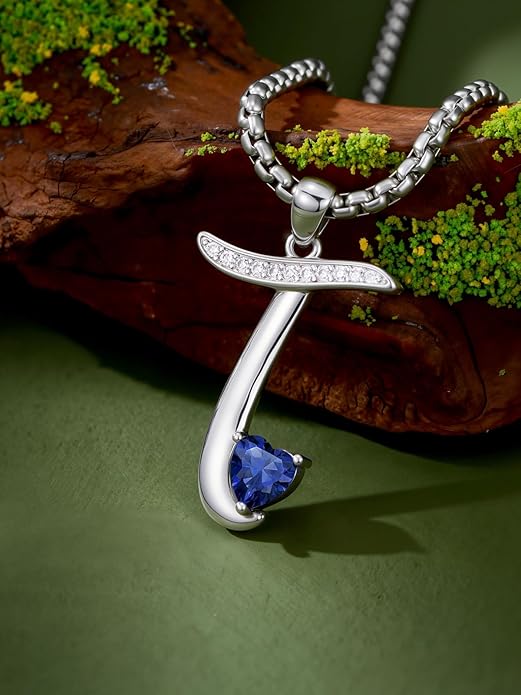 Christmas Gifts for Women Alphabet A to Z Initial Birthstone Pendant Necklaces for Women - 18k White Gold Plated Personalized Name Jewelry Valentine Mothers Day Birthday Gifts for Women Her Girlfriend