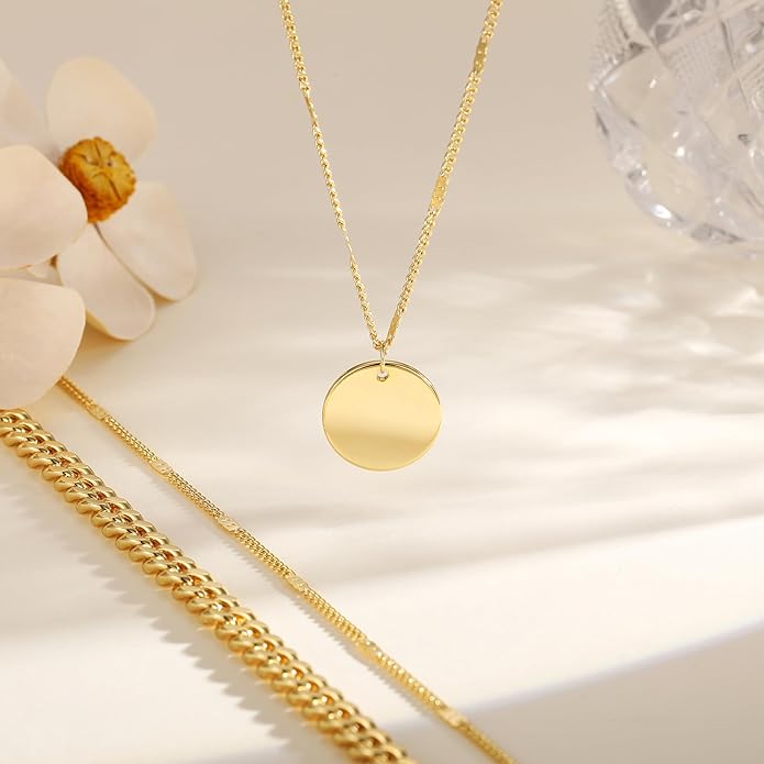 Gold Necklace for Women 14K Gold Plated Layered Necklaces Dainty Pendant Necklace Cute Stack Necklaces Set Fashion Jewelry Gift for Her