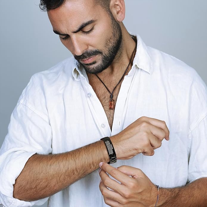 VNOX Masculine Watch Band Stainless Steel Link Bracelet Personalized Jewelry Gift for Men DAD Father Husband Boyfriend