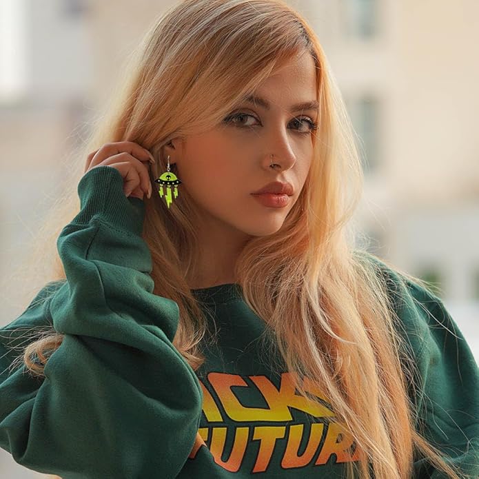 Madison Tyler 80s 90s Earrings for Women | Fun UFO Alien Earrings Space Earrings for Women