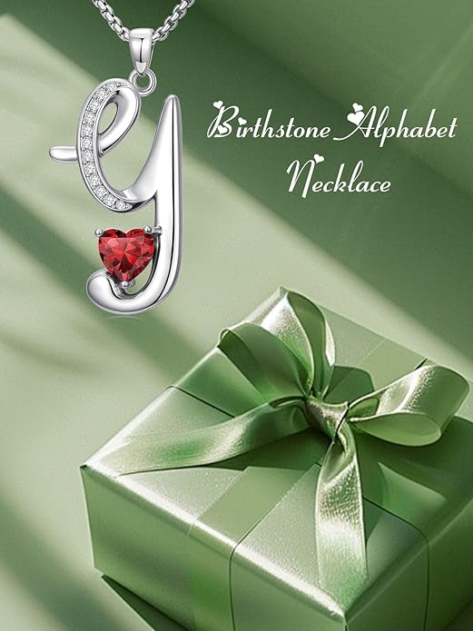 Christmas Gifts for Women Alphabet A to Z Initial Birthstone Pendant Necklaces for Women - 18k White Gold Plated Personalized Name Jewelry Valentine Mothers Day Birthday Gifts for Women Her Girlfriend