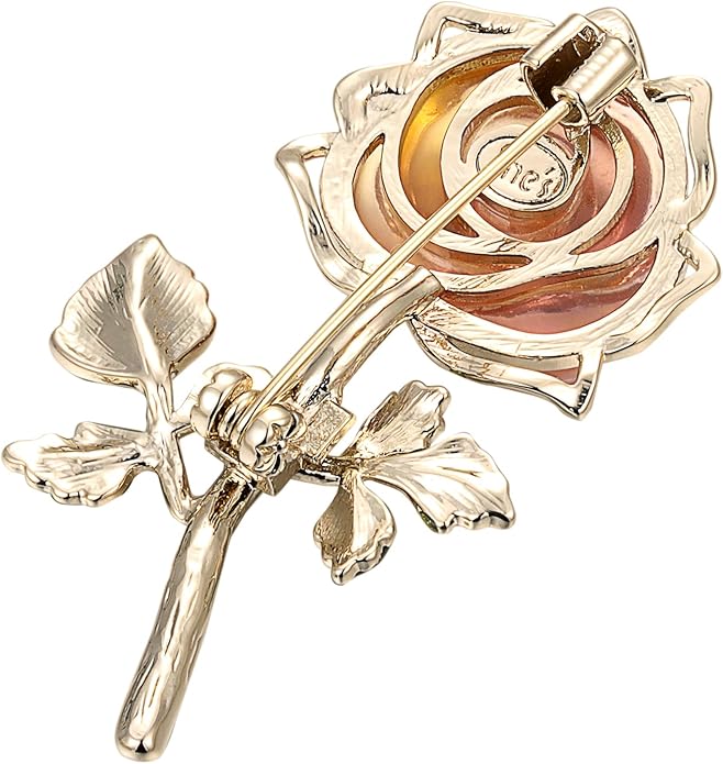 Handmade Embroidery Flower Brooch Pins for Women, SHE'S FREE STYLE JUST FOR YOU Luxury Gradient Stitching Floral Brooch Pins with Crystal stamen, Enamel Metal Butterfly with Green Leaves, Hand Dripping Oil Jewelry pins