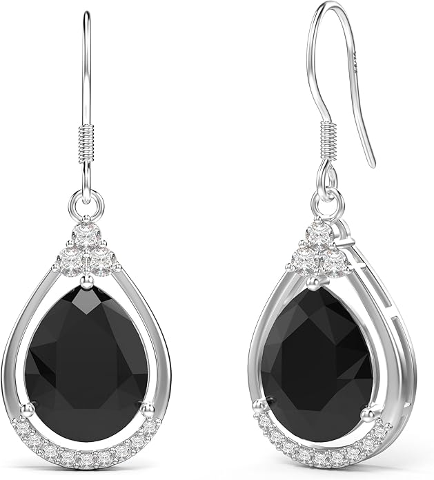 18K White Gold Plated Sterling Silver Teardrop Cubic Zirconia Drop Dangle Earrings for Women Pear Cut CZ Diamond Dangle Earrings Hypoallergenic Jewelry