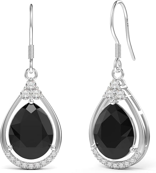 18K White Gold Plated Sterling Silver Teardrop Cubic Zirconia Drop Dangle Earrings for Women Pear Cut CZ Diamond Dangle Earrings Hypoallergenic Jewelry