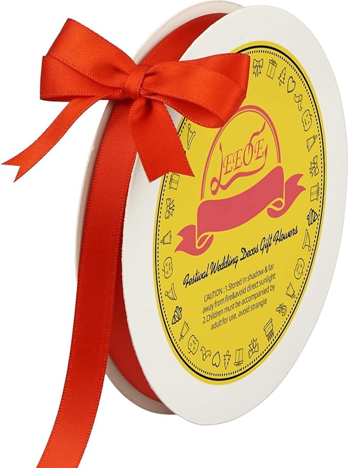 LEEQE Double Face Red Satin Ribbon 1/2 inch X 50 Yards Polyester Red Ribbon for Gift Wrapping Very Suitable for Weddings Party Hair Bow Invitation Decorations and More