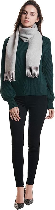EURKEA 100% Cashmere 2025 Winter Scarf for Women Fringed Edges Warm & Soft Lightweight Solid/Plaid/Two-Tone Free Size