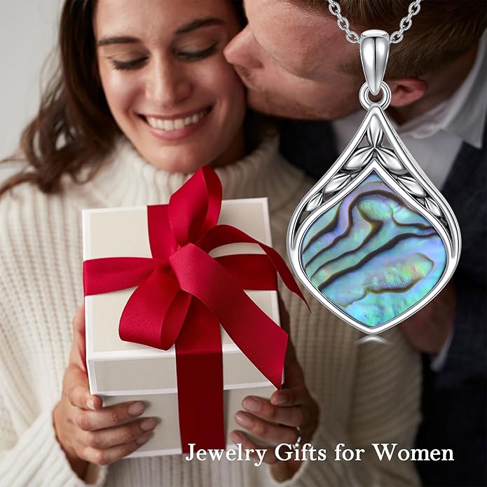 Teardrop Necklace 925 Sterling Silver Vintage Natural Gemstone Pendant Jewelry Birthday Christmas Gifts for Women Mom