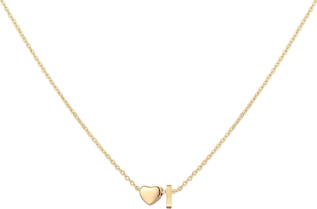 Initial Heart Necklace 18K Gold Plated Stainless Steel Tiny Heart Letter Necklace Personalized Monogram Name Necklace for Women