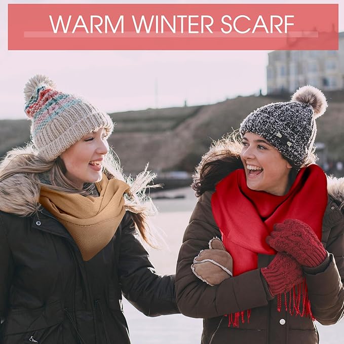 Suhine 8 Pcs Winter Scarves Bulk for Women Lightweight Blanket Scarf with Tassel Edge Pashmina Shawl for Women Men