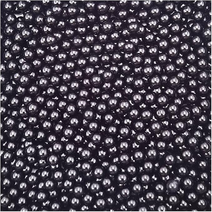 INSPIRELLE 10mm Black Undrilled ABS Art Faux Pearls for Vase Fillers, 580pcs No Hole Makeup Beads to Hold Brush Eyeliner, Imitation Round Pearl Beads for Table Scatter Home Wedding Decoration