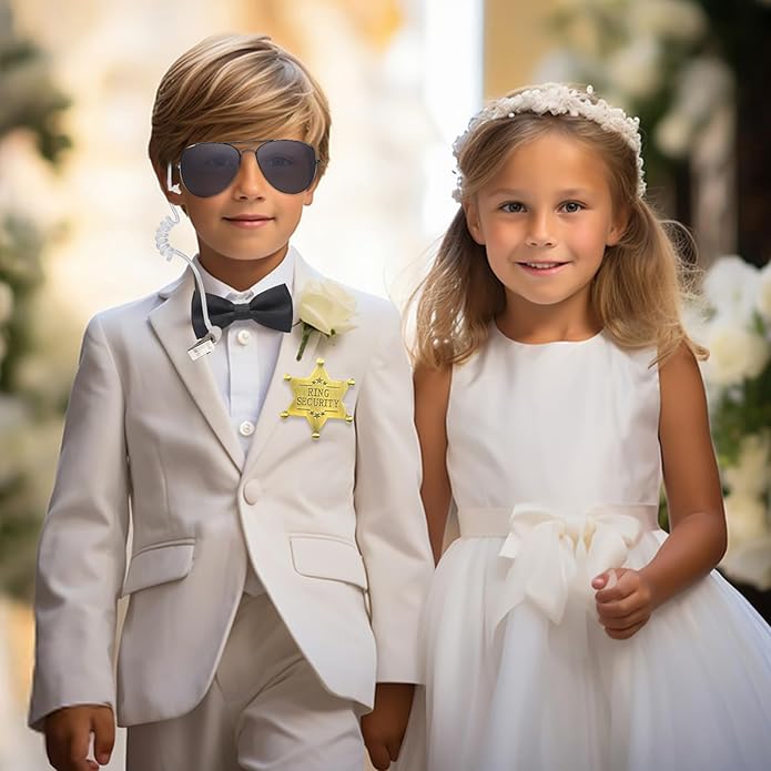 ERDOGLY Metal Ring Security Badge, Ring Bearer Gifts Metal Brooch, Ring Security Wedding Accessories Keepsake for Party, Rehearsal, Boys, Youngs, Security Badges for Wedding Souvenirs