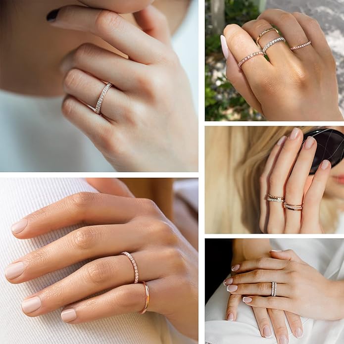Suplight 925 Sterling Silver Wedding Band Rings, Full Cubic Zirconia Wishbone Ring Love/Lucky Engagement Promise Rings For Women, Size 4-12 (with Gift Box)