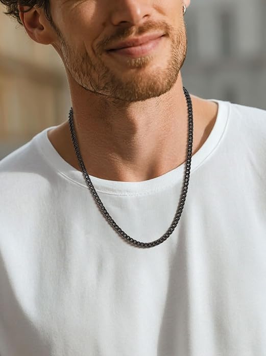 ChainsPro Chunky Miami Cuban Link Chains for Men,Stainless Steel Cuban Chain Necklace,4.8/6/10/14mm Width,No Tarnish& Thick Hip Hop Jewelry,18-30 inch Length, Black/Gold Plated/Silver,Send Gift Box
