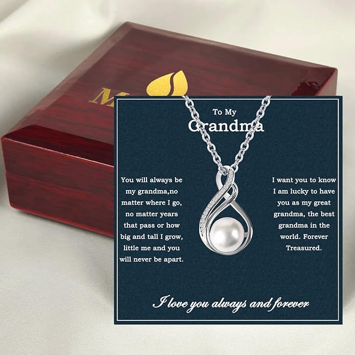 MGOOL Great Grandma Gifts 925 Sterling Silver Pearl Pendant Necklace For Grandma Jewelry Birthday Christmas Mother’s Day Gifts For Nana