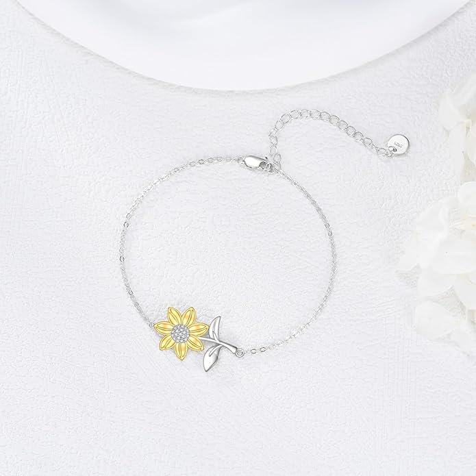 Mustard Seed Cross/Paw Print/Butterfly/Sunflower/Compass/Moss Agate Bracelet for Women 925 Sterling Silver Graduation Link Bracelet Jewelry for Women