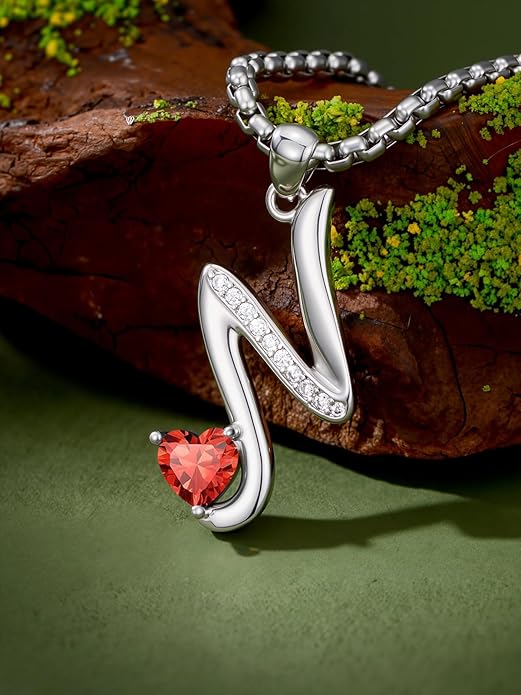Christmas Gifts for Women Alphabet A to Z Initial Birthstone Pendant Necklaces for Women - 18k White Gold Plated Personalized Name Jewelry Valentine Mothers Day Birthday Gifts for Women Her Girlfriend