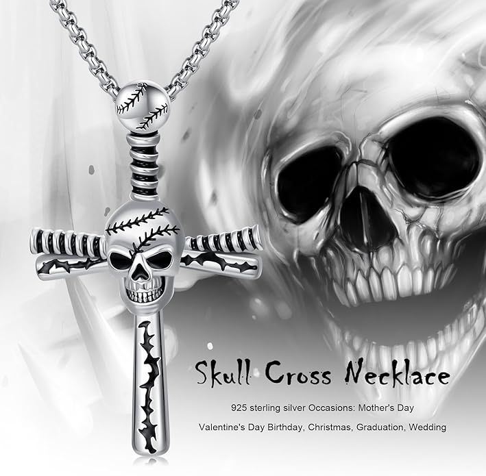 Taioiat Baseball Necklace for Men 925 Sterling Silver Sports Necklace Baseball Cross Necklace Jewelry Gifts for Women Men