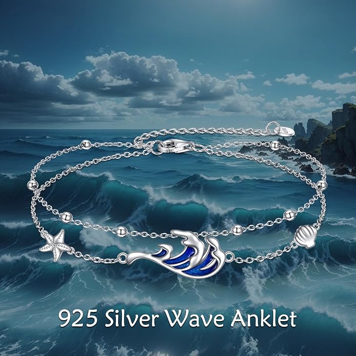 AOBOCO Sterling Silver Anklet for Women Crystal Butterfly Dragonfly Evil Eye Ankle Bracelet