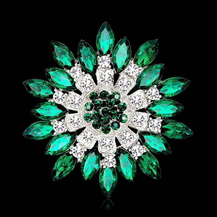 Rhinestone Sunflower Brooch for Women Sparkling Cubic Zirconia Flower Brooch Pin Elegant Large Crystal Floral Lapel Pin Dainty Clothing Hat Bag Accessories Christmas Wedding Bridal Birthday Jewelry